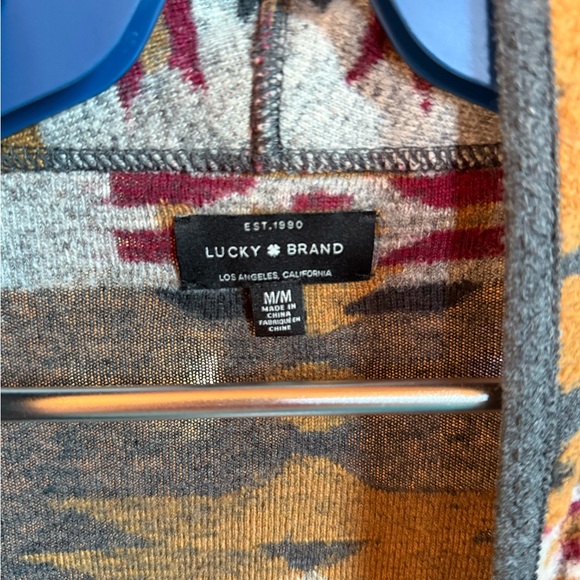 ⭐️Lucky Brand Tribal Patterned Fringe Cardigan sz M - Picture 3 of 4
